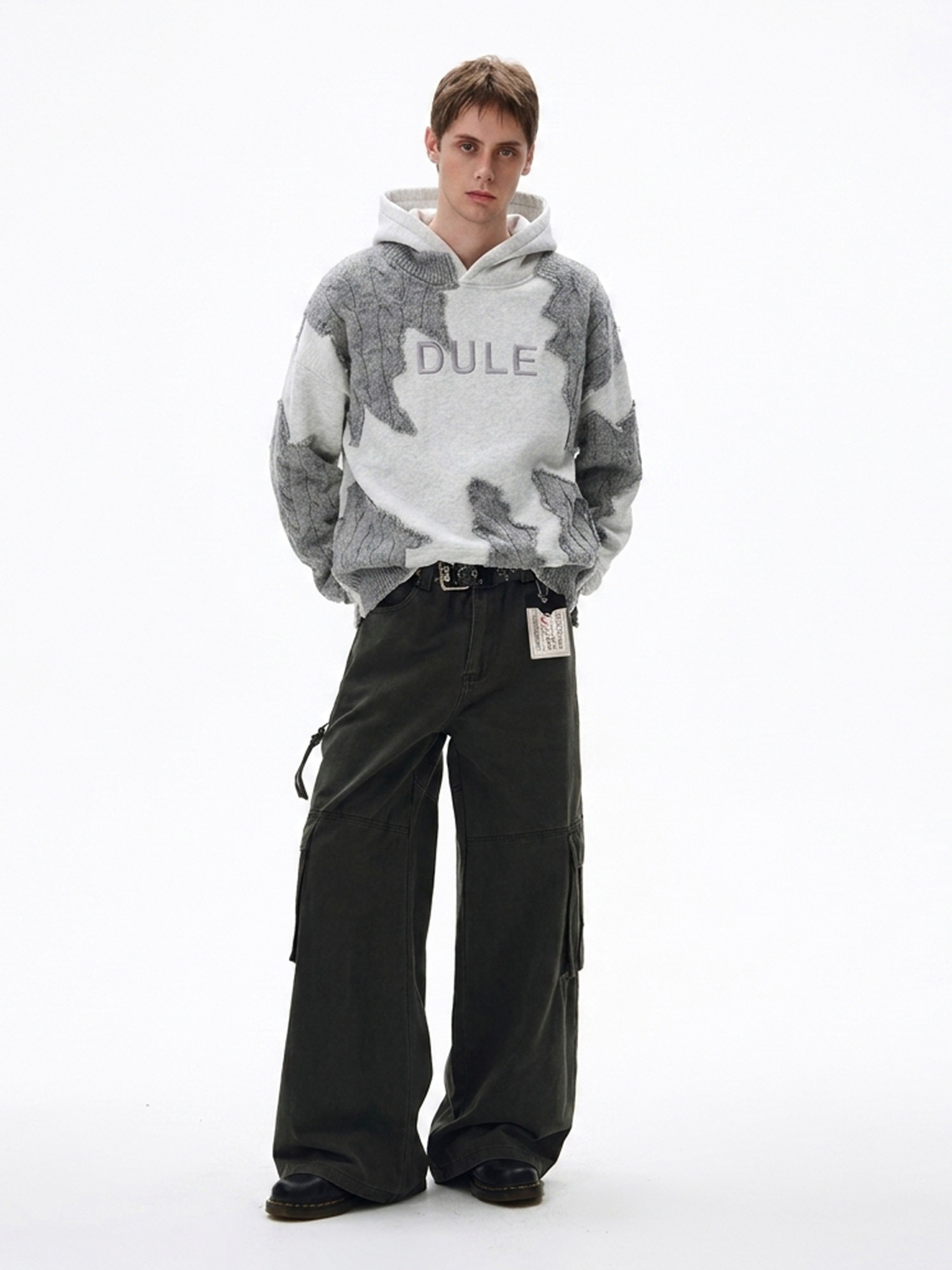 Knit Color-Block Embroidered Hoodie