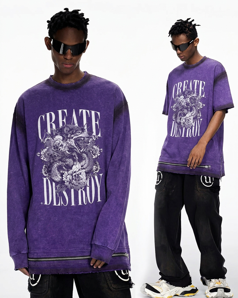 Spray Acid Wash Print Hoodie